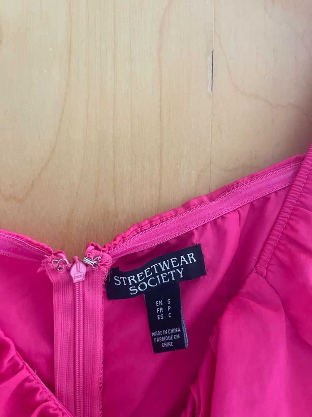 Streetwear Society Fuchsia Puff-Sleeve Mini Dress - Picture 3 of 4